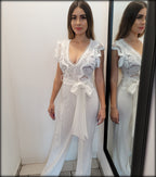 JUMPSUIT BLANCO ENCAJE MANGA CORTA