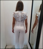 JUMPSUIT BLANCO ENCAJE MANGA CORTA