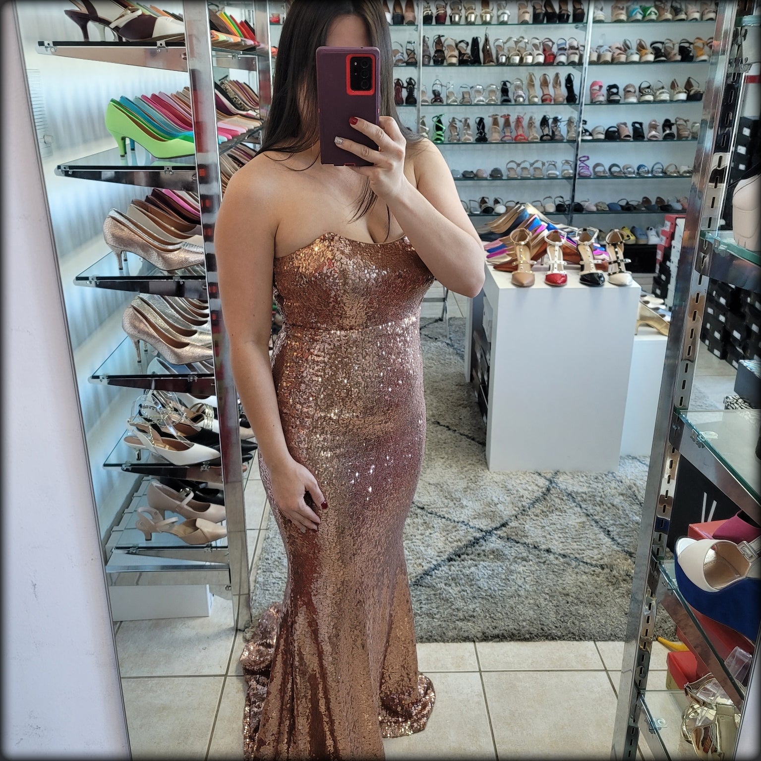 VESTIDO LARGO GOLD ROSE EN LENTEJUELAS