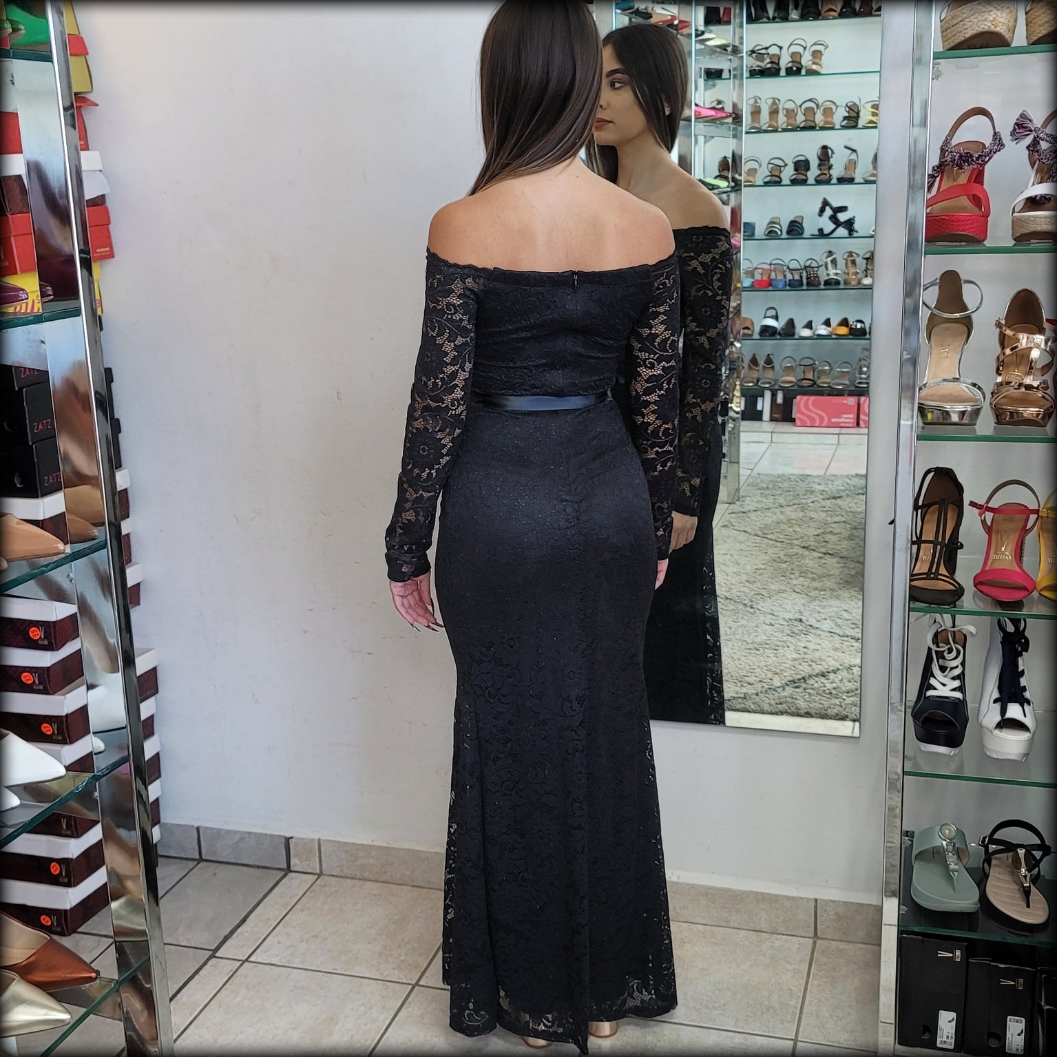 VESTIDO LARGO SIRENA MANGA LARGA