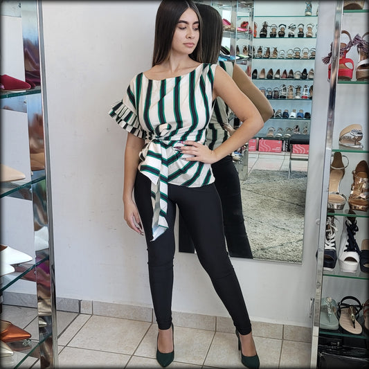 BLUSA DE IVORY DE RAYAS ROJAS O VERDES