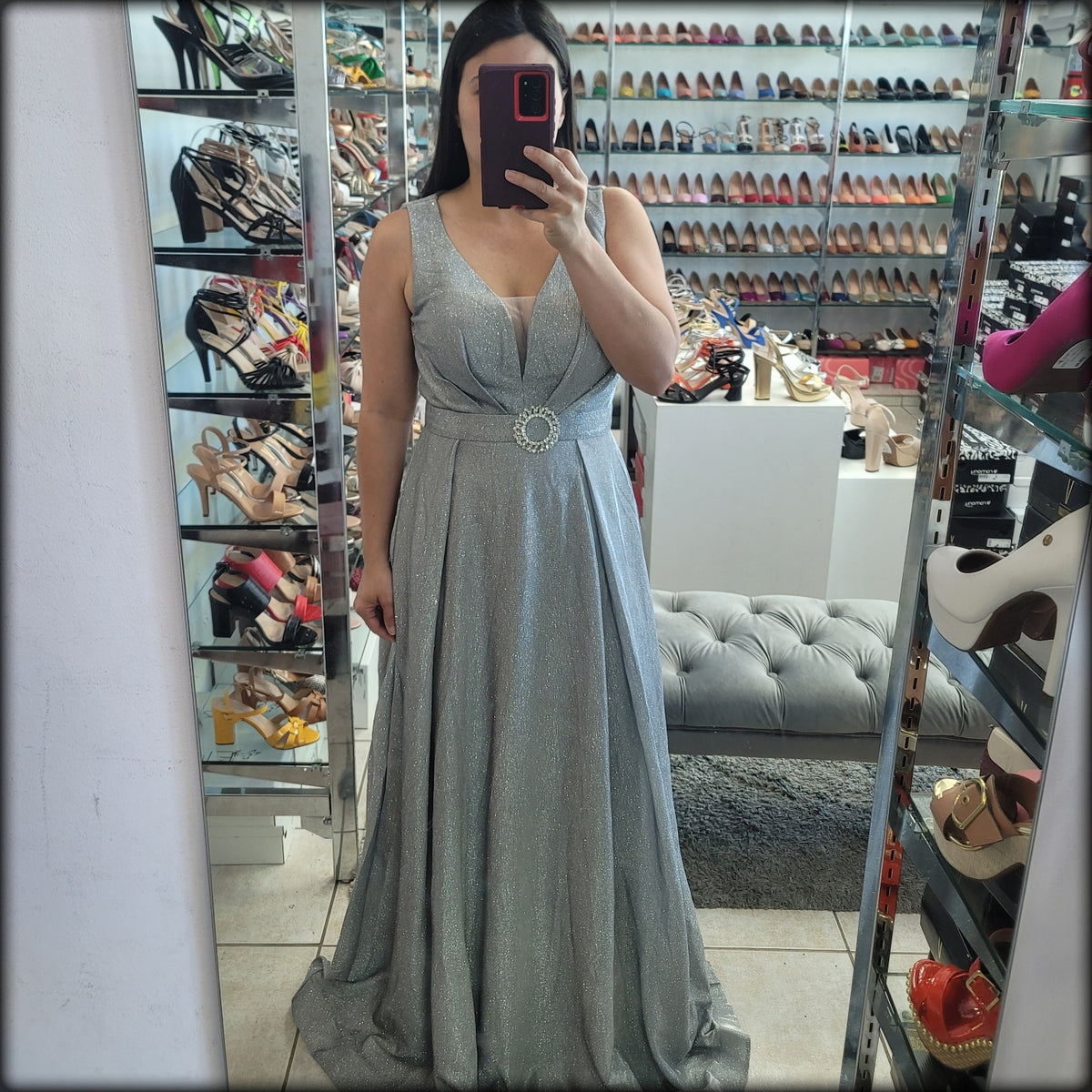 VESTIDO LARGO PLATA