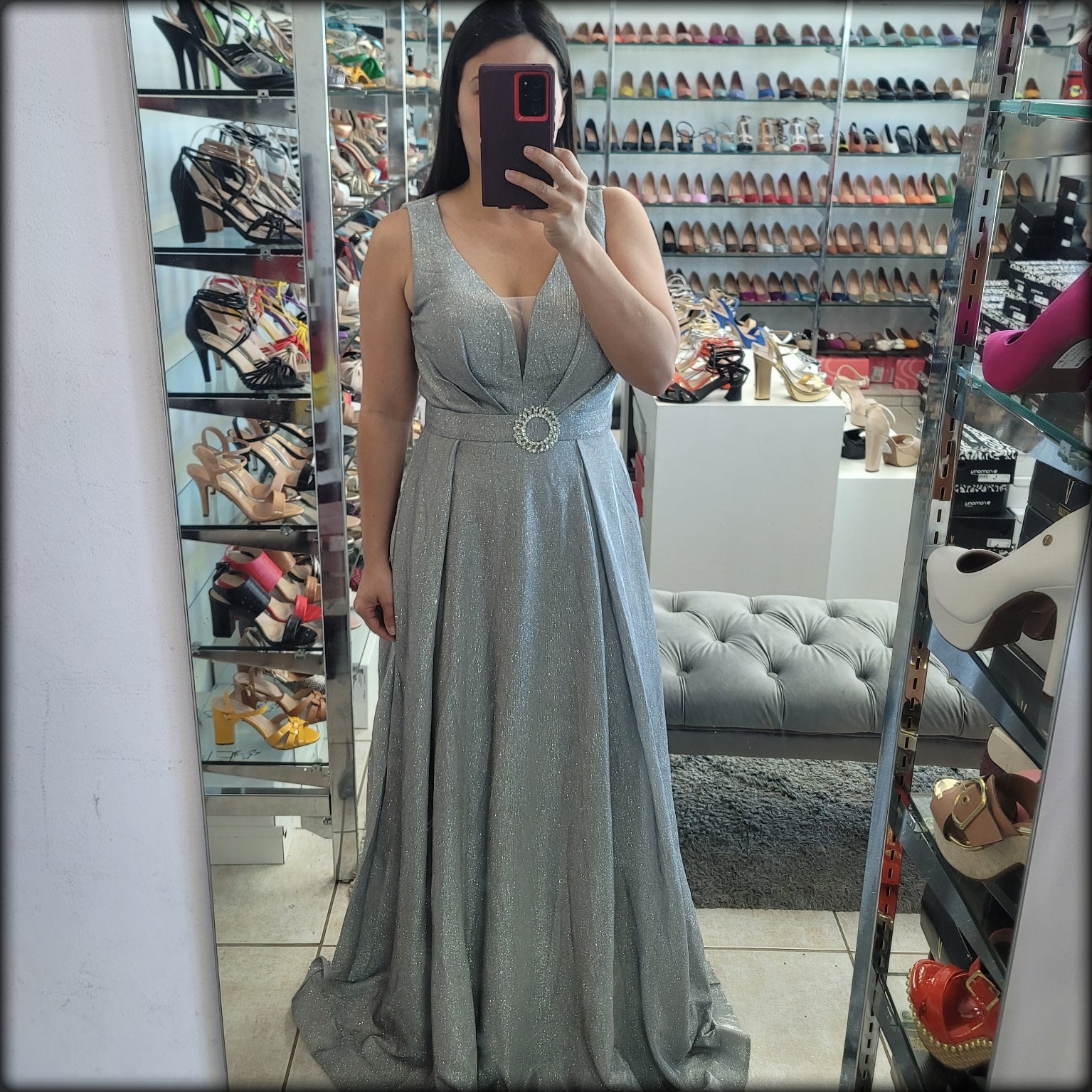 VESTIDO LARGO PLATA