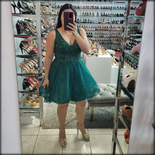 VESTIDO CORTO V NECK VERDE