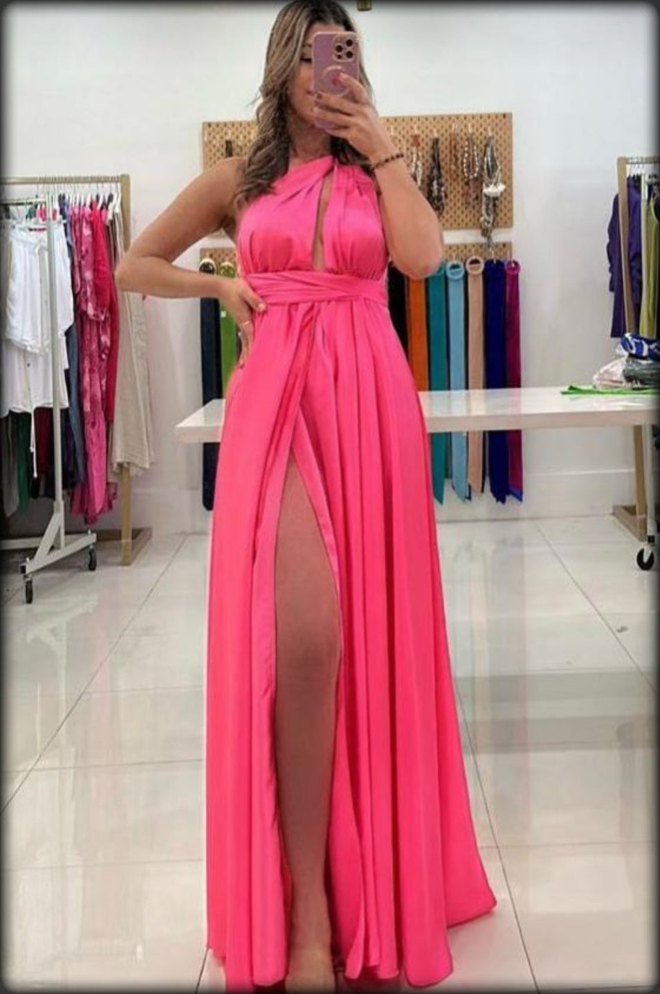 VESTIDO LARGO FUCSIA MADE IN ITALY