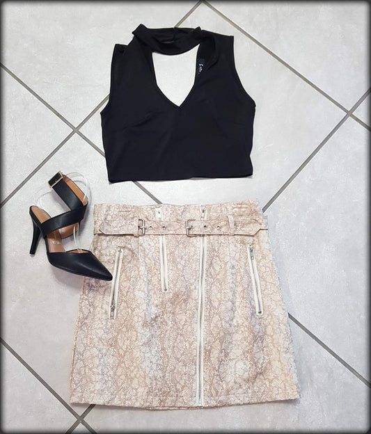 FALDA SNAKE PRINT CON CORREAS