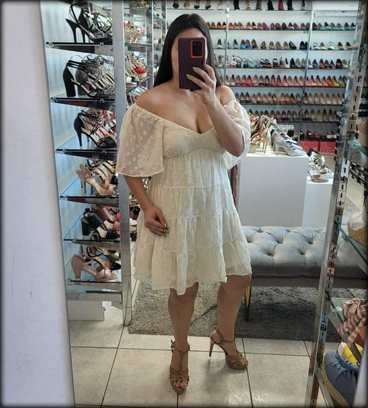 VESTIDO CORTO LACE BEIGE