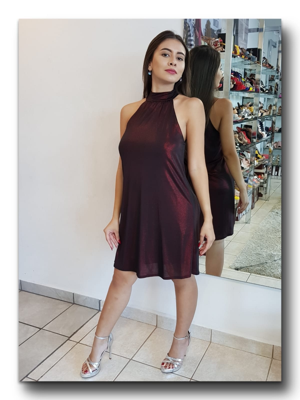 VESTIDO CORTO BATA EN BRILLO