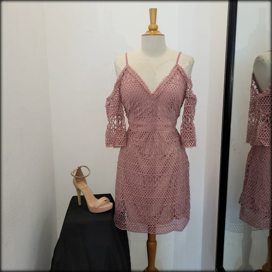 VESTIDO CORTO CROCHET MAUVE