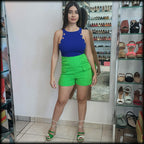 Pantalon Corto Verde Corte Alto