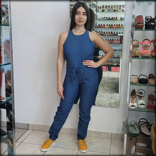 JUMPSUIT HALTER DENIM