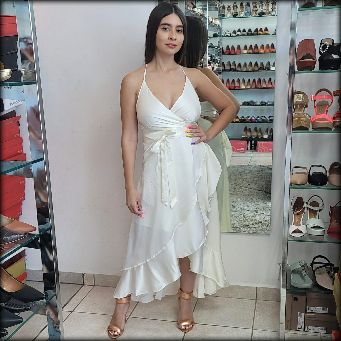 VESTIDO HI LOW SATIN IVORY