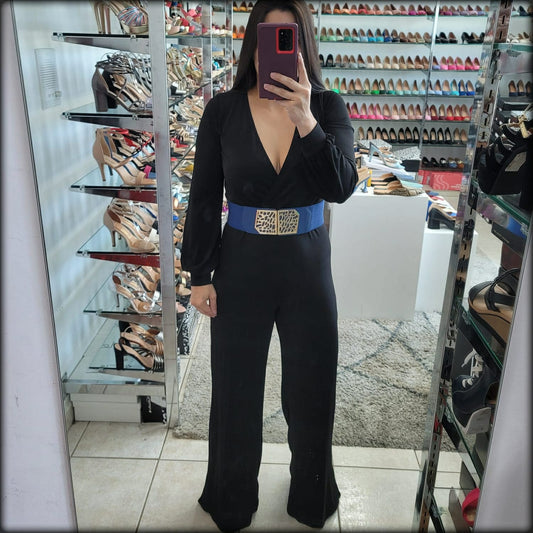 JUMPSUIT MANGA LARGA NEGRO