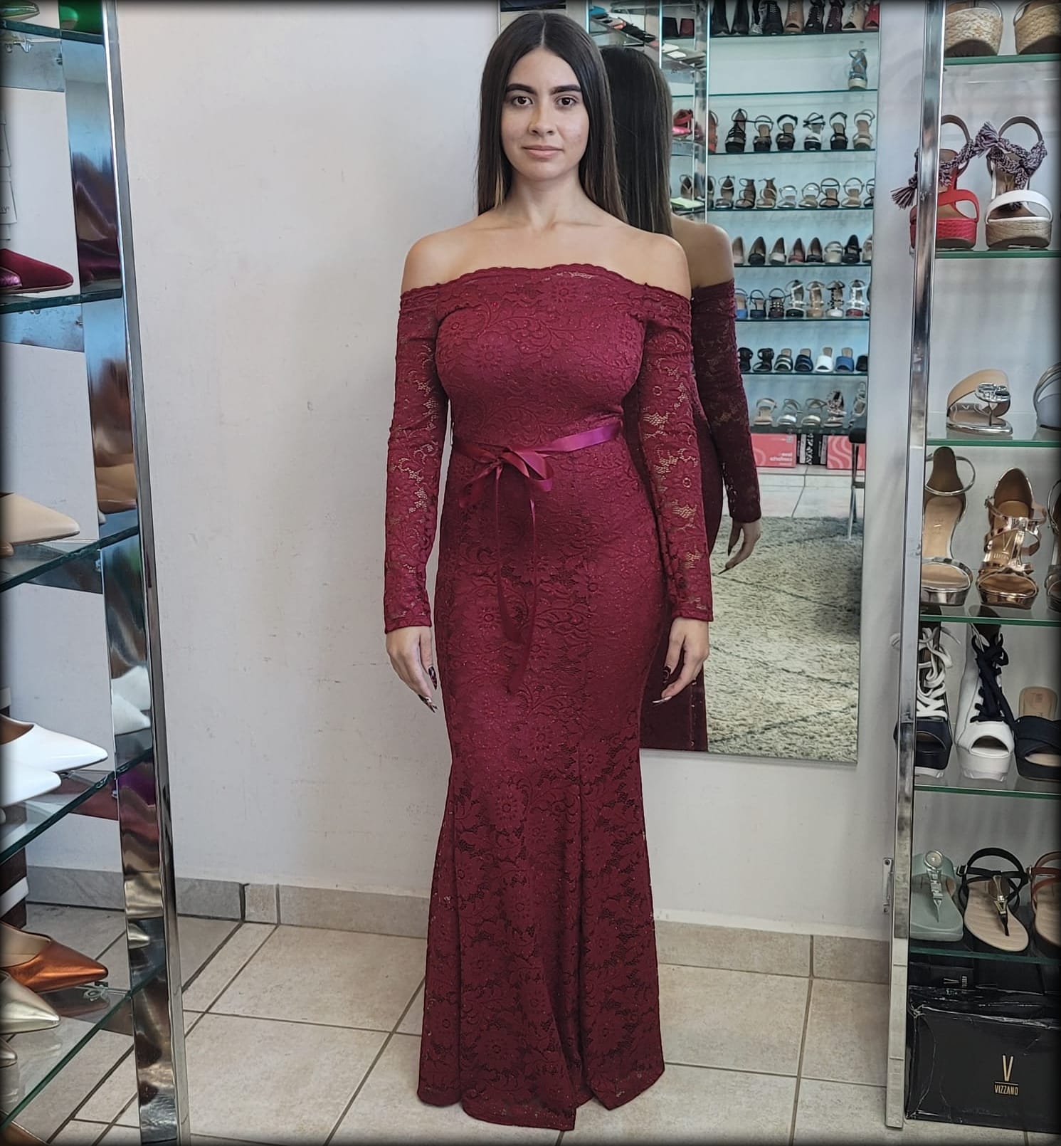 VESTIDO LARGO SIRENA MANGA LARGA