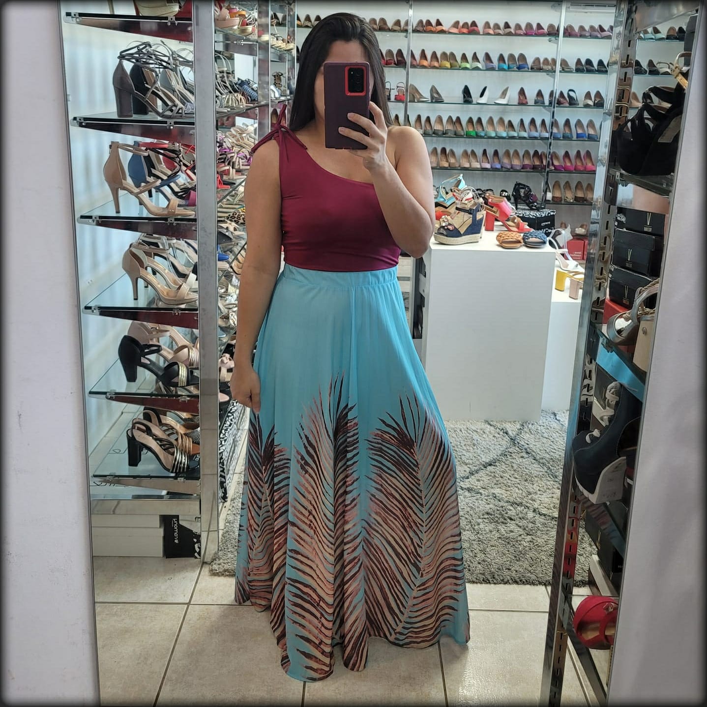FALDA ESTAMPADO AZUL VINO