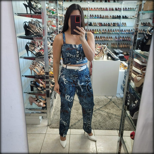 SET CROP TOP Y PANTALON LARGO ESTAMPADO