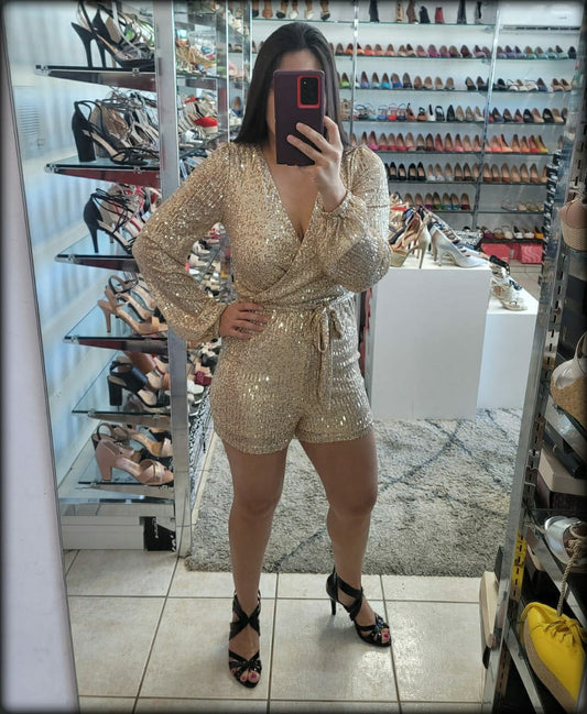 ROMPER ORO SEQUIN MANGA LARGA