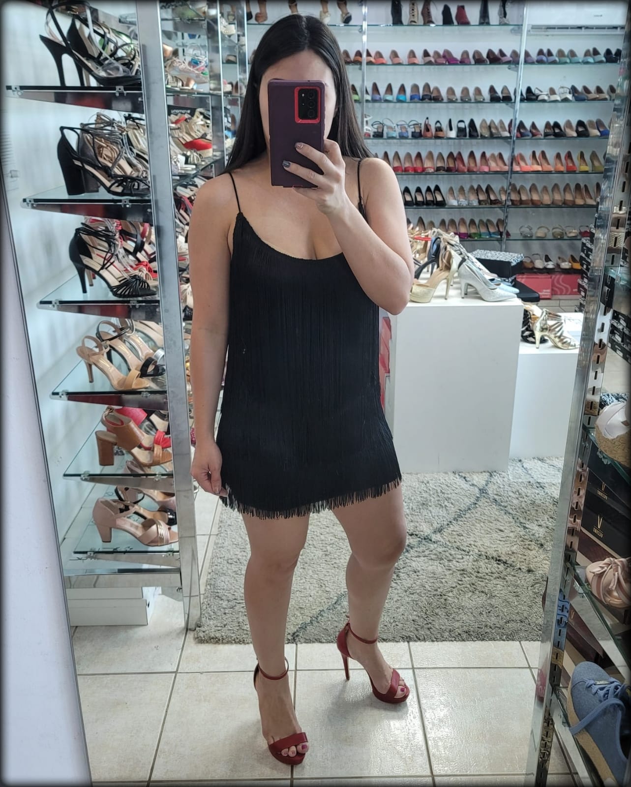 VESTIDO CORTO FLECOS NEGRO