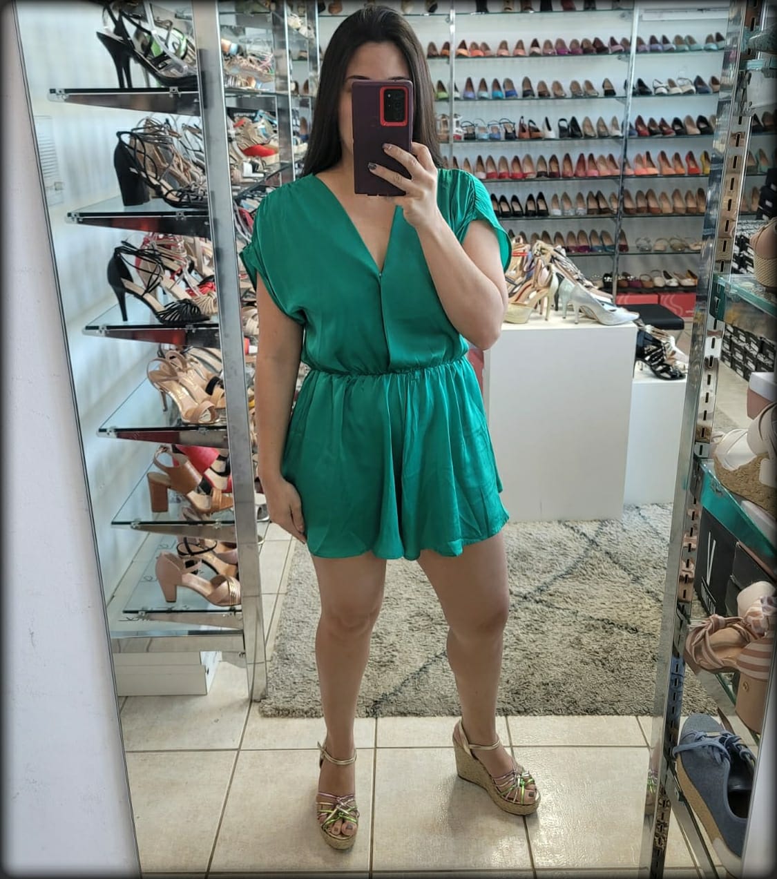 ROMPER SATIN KELLY GREEN