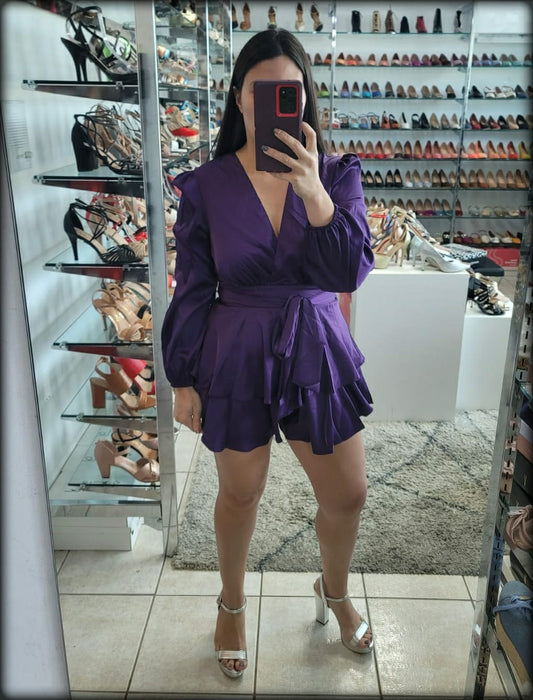 ROMPER MANGA LARGA VIOLETA SATIN