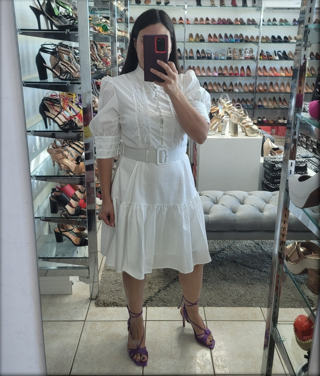 VESTIDO CORTO BLANCO MANGA CORTA